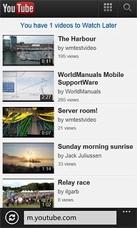 You can now use the application.Please note that YouTube isn't part of the original application package and therefore only a general description is given here.You have a number of options, such as:Search for video clipsSearch for video clips in a categoryIf you have a YouTube account and you log on, you can also:Upload video clipsShare video clipsCreate playlistsRate video clips