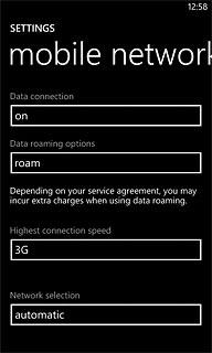 Press the field below Data connection.