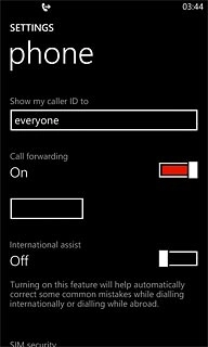 Press the indicator next to Call forwarding to turn off the function.