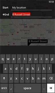 Press arrow right to plan a route to the destination.After a moment the directions are displayed.