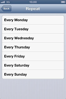 Press the required setting.