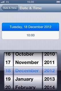 Drag the wheels to set the date.