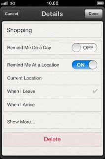 Press Done to return to the list of reminders.