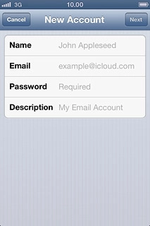 Press Name and key in the name you want to use as sender name in your email messages.