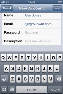 Press Password and key in the password for your email account at your email provider.