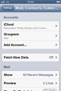 Press the name of the email account you've just set up.