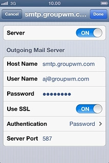 Press the indicator next to Use SSL to turn off the function.