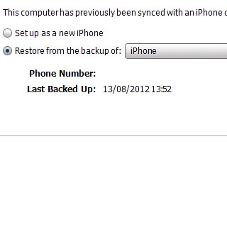 Click Restore from the backup of.