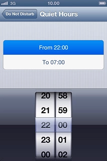 Drag the wheels to specify the period of time in which you don't want to be disturbed.