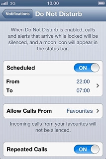 Press the indicator next to Repeated Calls.Depending on the current setting, the function is turned on or off.