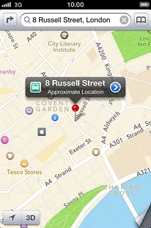 The information field, containing name or address of the destination, is displayed above the destination.