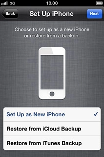 If you've used an iPhone before and want to restore previous content from an iCloud backup:Press Restore from iCloud Backup and go to step 5b.