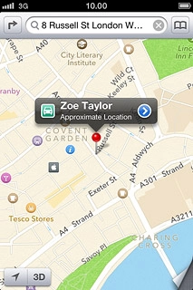 The selected destination is displayed as a point on the map.