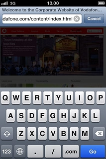 Key in the address of the required web page and press Go.