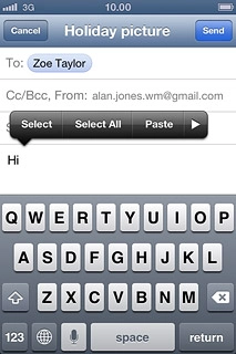Press and hold anywhere on the text input field.Press arrow right, if required.
