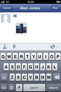 Write the required text and press Post.