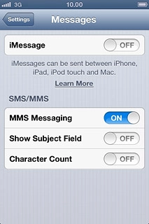 Press the indicator next to iMessage.Depending on the current setting, the function is turned on or off.