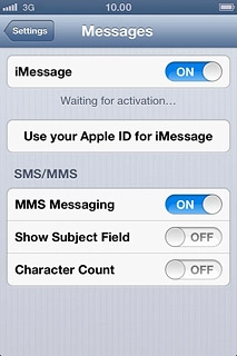 If you've not yet logged on with your Apple ID:Press Use your Apple ID for iMessage.