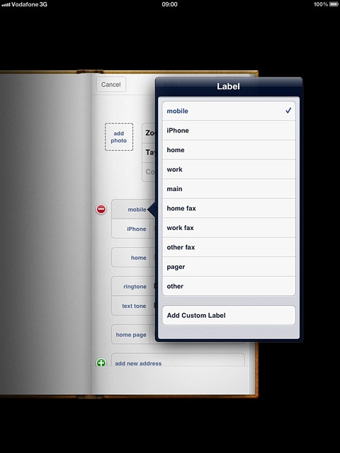 Press the required number type or Add Custom Label.