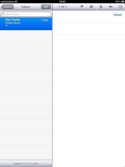 Press the required email message to read it.