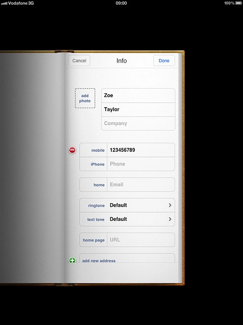 Press the field next to the phone number.