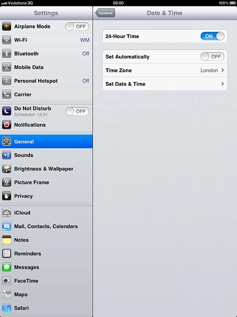 Press the indicator next to Set Automatically.Depending on the current setting, the function is turned on or off.