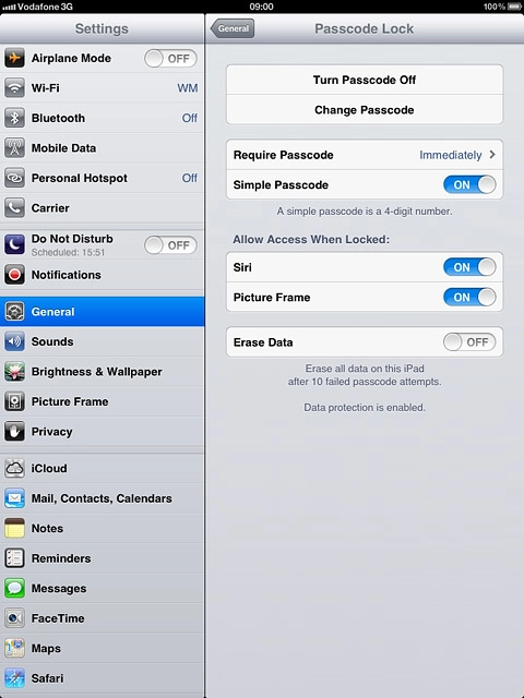 Press Require Passcode.