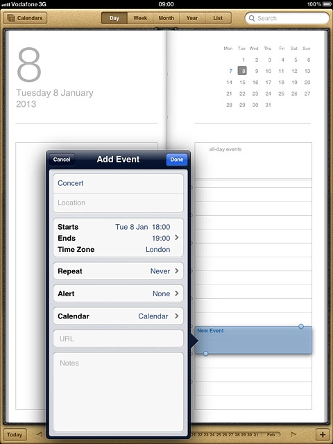 Key in a subject for the appointment.Follow the instructions on the display to key in more information, such as location, duration and reminder.Press Done.