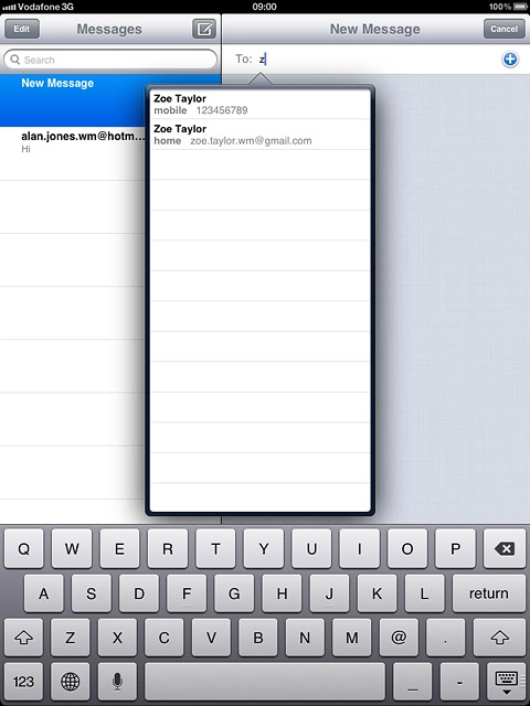 Press the required contact.
