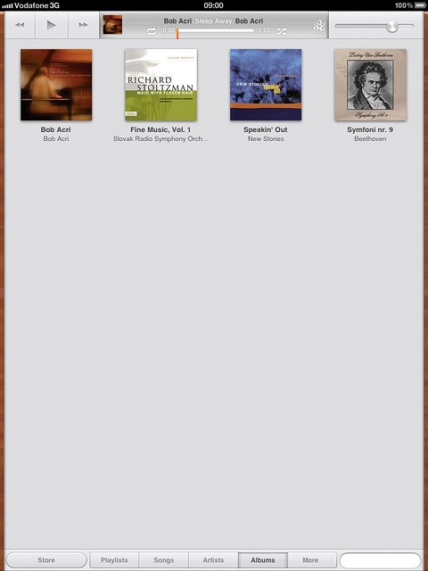 Press the required category at the bottom of the display.Go to the required audio file.