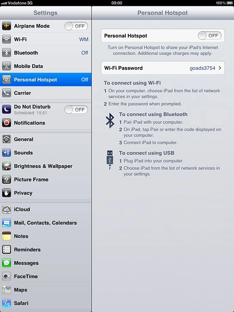 Press Personal Hotspot.