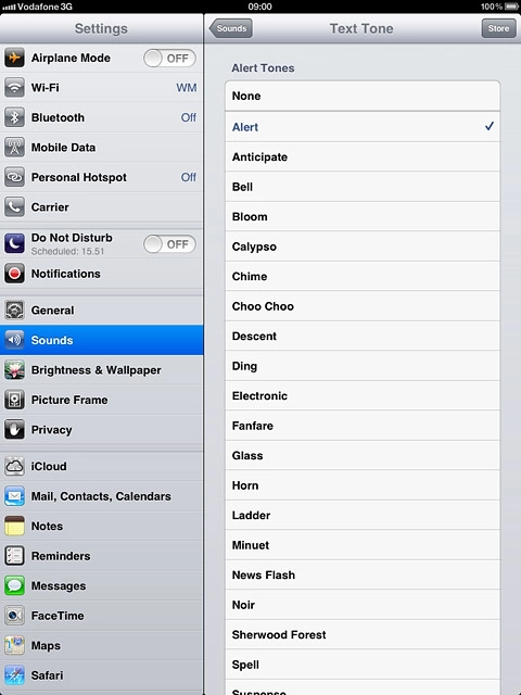 Press the different message tones to listen to them.
