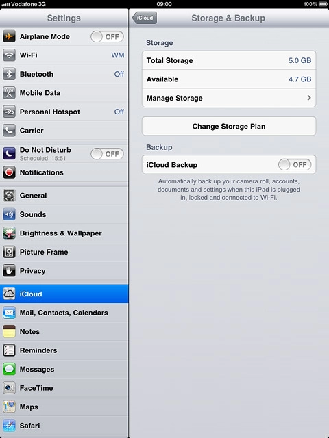 Press the indicator next to iCloud Backup to turn on the function.