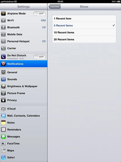 Press the required setting.