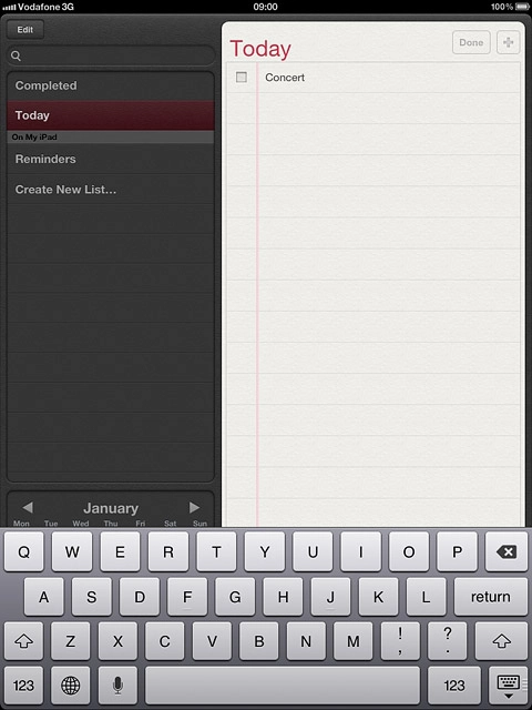 Key in the required text and press Done.