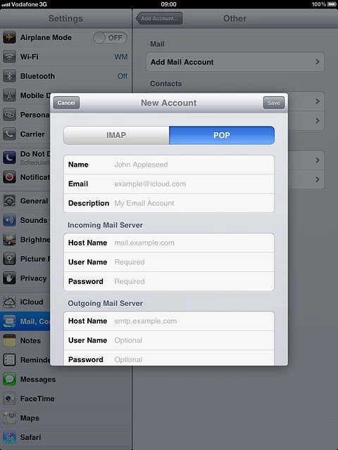 Press User Name below Incoming Mail Server and key in the username for your email account at your email provider.