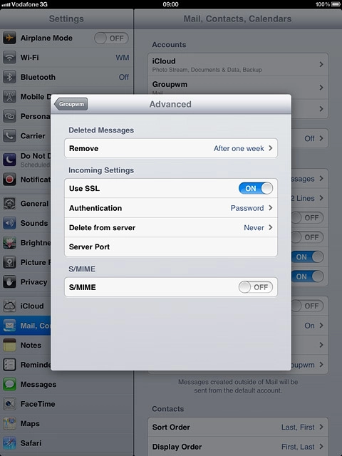 Press the indicator next to Use SSL to turn off the function.