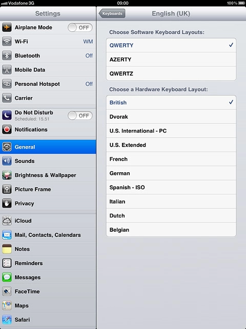Press QWERTY below Choose Software Keyboard Layouts.