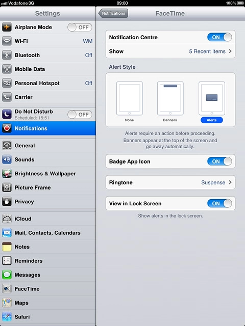 To change display format:Press the required format below Alert Style.