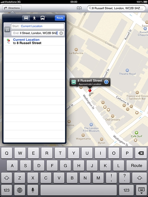 Press the required mode of transportation.