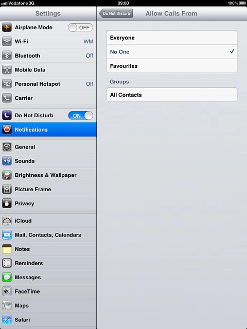Press Do Not Disturb to go back to the settings.