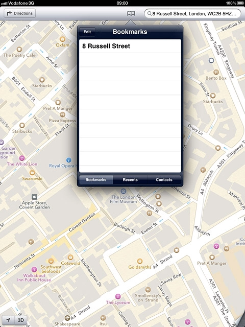 Press the required destination.