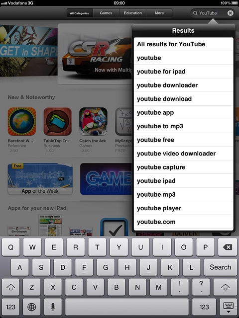 Key in YouTube and press Search.