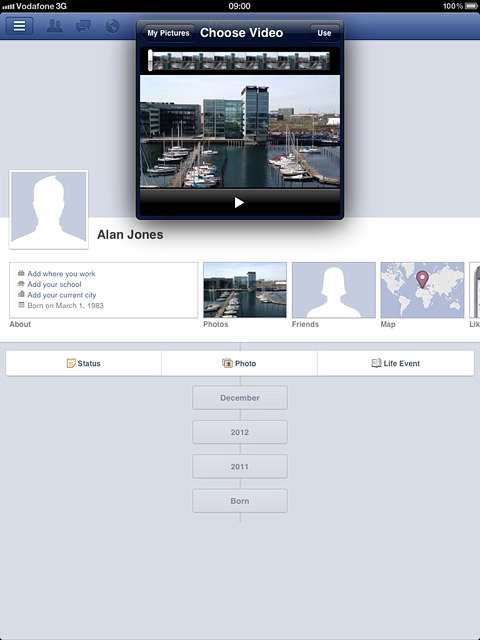 If you select a video clip:Press Use.