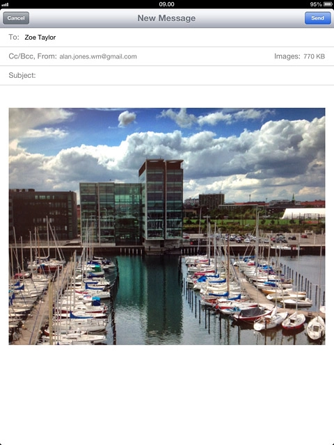 Write the subject and text for your email message and press Send.