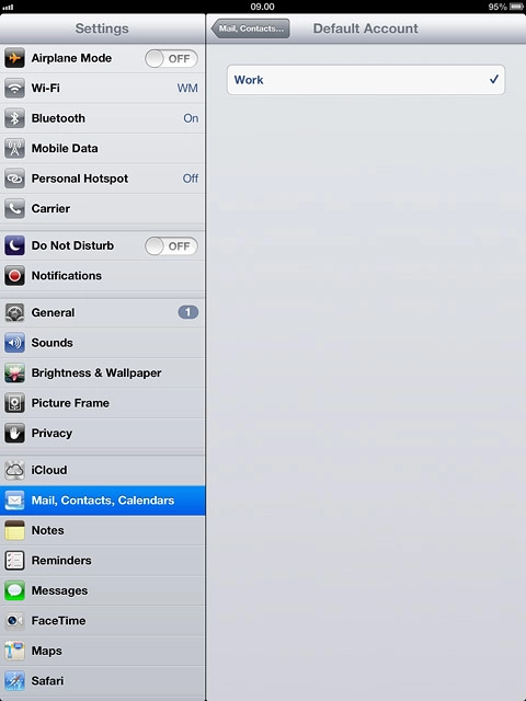 When the box next to an email account is ticked (V), the account is set as the default account.