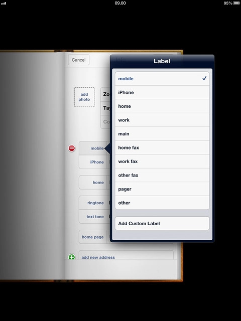 Press the required number type or Add Custom Label.