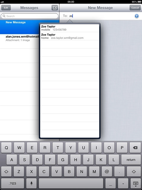 Key in the first letters of the required contact.Matching contacts are displayed.Press the required contact.
