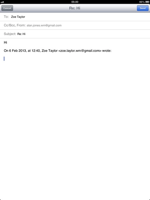 Write the email message and press Send.