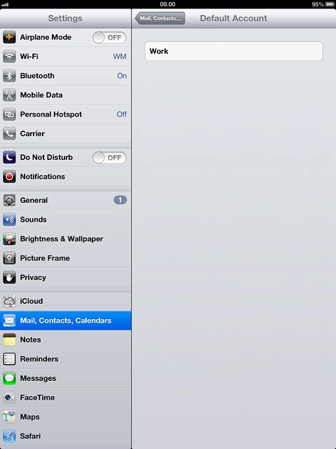 Press the required email account to use it by default.